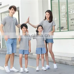 Family Parent Child Custom Logo Solid Plain Color Cotton Polyester Short Sleeve Kids Polo t Shirt thumbnail-2