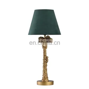 High Quality Bedside Desk Lighting Retro Nightstand Lights Resin With Green Lampshade thumbnail-7