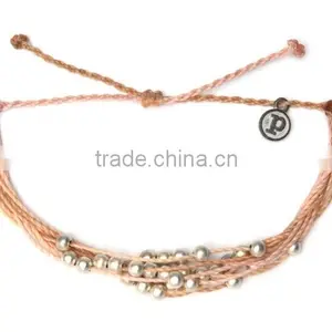 Hot New Many Layers Red Wax Cord Knot Bracelet With Copper Beads for Luck Girl thumbnail-6