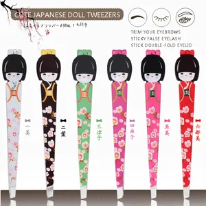 Stainless Steel Eyebrow Tweezers Nipper in Colorful Japanese Doll Shape thumbnail-1