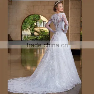 C71569A Sexy See Through Corset Transparent Long Sleeve Lace Wedding Dresses thumbnail-2