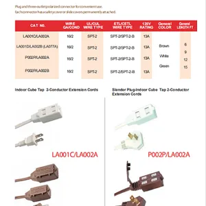 NEMA1-15P/NEMA1-15R 13A Indoor Extension Cords thumbnail-4