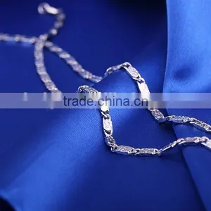 Fashion Jewelry Rhodium Plated Cheap Simple Design Chain Necklace thumbnail-6