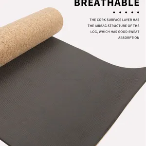 New Arrival Eco Friendly Custom Print Anti Slide Private Label Exercise Organic Cork Yoga Mat thumbnail-3