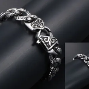 Stainless Steel Leopard Print Bracelet for Men,Titanium Steel Cast Bracelet, Retro Hiphop Jewelry Gift to Husband Father Dad thumbnail-1