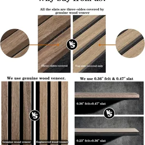 Wholesale Modern Wooden Acoustic Slat Wall Panel With 90% Noise Reduction Fireproof for Living Room Decoration thumbnail-2