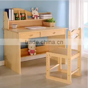Customize Factory Price 100% Solid Wood Pine Wood Children Studying Desk and Chair Wholesale thumbnail-1