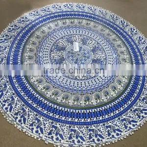Beach Blanket Round Towel Ombre Mandala Throw Hippie Boho Round Towel thumbnail-2