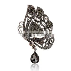 Black Color Insect Wing Shape Brooch thumbnail-2