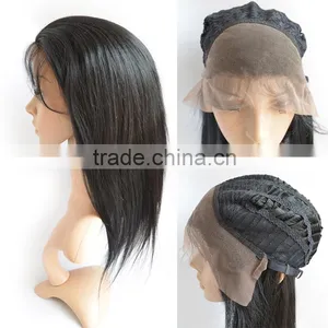 High Quality Brazilian Human Hair Front Lace Wig, Black Women Remy Straight Front Lace Wig thumbnail-1
