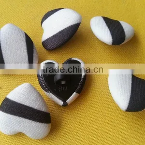 Union Logo Plastic Shell Heart Shape Self Fabric Covered Shank Button -- F1503 thumbnail-3