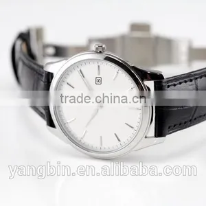 2015 Hot Selling Men Stainless Steel Leather Band Factory Watch thumbnail-5
