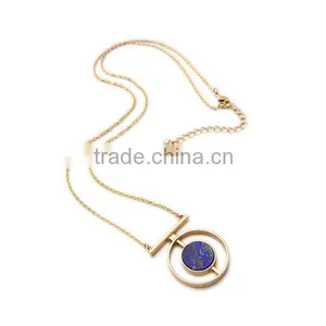 Long Round Marbleized Sphere Pendant Necklaces thumbnail-2