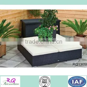 Outdoor Rattan Benched With Flower Pot PE Rattan Alum Frame thumbnail-1