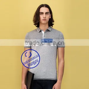Custom 100% Cotton Stripe Polo Shirt for Men thumbnail-3