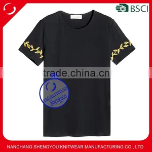 Wholesale New Design Embroidered Mens Black T-shirt thumbnail-1