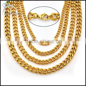 Heavy Men's Jewelry Gold Curb Cuban Chain Necklace 316L Stainless Steel thumbnail-2