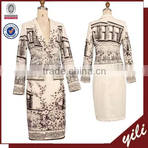 2015 Dongguan Latest Floral Long Sleeve Abstract Church Suits Designs for Women Quality Choice thumbnail-1