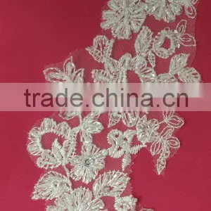 Embroidery Beaded Lace Appliques In Stock thumbnail-1