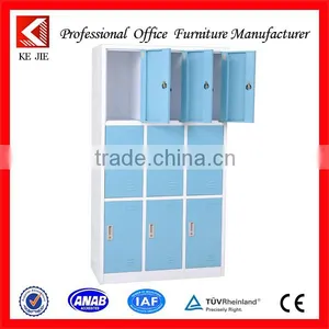 Cream Vertical Storage Cabinet With Drawers Metal Simple Steel Cupboard Locker thumbnail-1