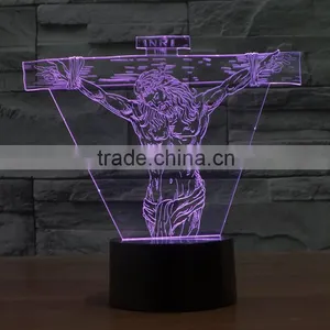 Jesus Shape 8 Function Christmas Light Controller 3d Illusion Led Night Light Lamp thumbnail-6