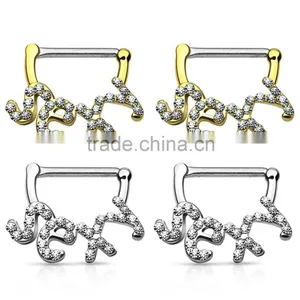 Crystal Paved Sexy Nipple Ring Clicker thumbnail-1