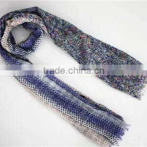 Dot and Flower Printed Wool Scarf thumbnail-4