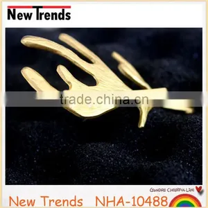 Wholesale Women Hair Accessories Jewelry Gold Plated Deer Antlers Hair Clips thumbnail-4