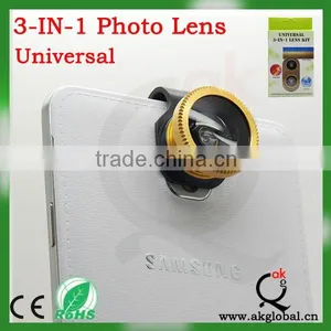 China Supplier Universal Clip 3 in 1 Lens Fisheye Wide Angle Macro Mobile Phone Lens thumbnail-2