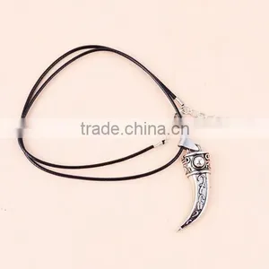Fashion Stainless Steel Wolf Tooth Fake Turquoise Pendant Necklace Mens Jewelry thumbnail-3