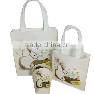 Multi-sized Ivory Felt Printed Easter Egg Sewing Candy Bags for Kids thumbnail-1