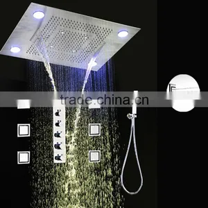 Luxury Bathroom Accessories 5 in 1 Multicolor Remote Control Embed Ceiling Led Rainfall Waterfall Shower Set thumbnail-1