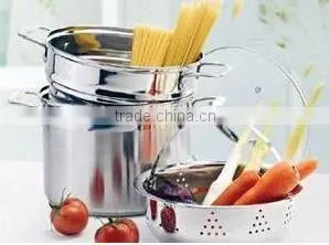 Stainless Steel Pasta Cooking Pots Set With Strainer thumbnail-2