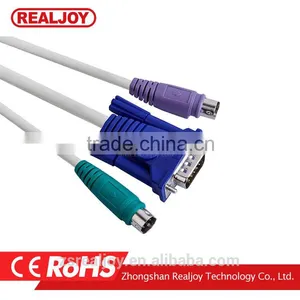 0.86 3 Parallel 1.5m Factory Price Beige Belge Vga to Mini Din Kvm Cable thumbnail-3