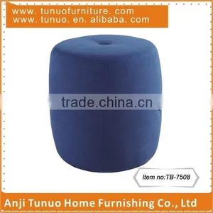 Pouf,Cute,Round,Cotton Ottoman,1 Button on Top Middle,2 Leather Handles on Sides,TB-7508 thumbnail-1