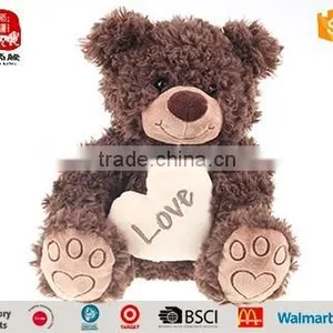 Brown Teddy Bear With Love Heart Plush Toys Soft Stuffed Teddy Bear thumbnail-1