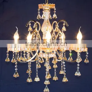 WD-1845-3/5/8 LED Hot Sale Cone K9 Crystal Gold Iron Hanging Light thumbnail-2