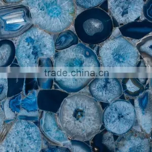 China Wholesale Grade A Ocean Blue Semi Precious Gemstone Agate Stone Slabs thumbnail-3