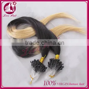 Cheap Micro Ring Loop Hair Extensions 1g Natural Black Color Brazilian Micro Ring Hair Extensio thumbnail-4