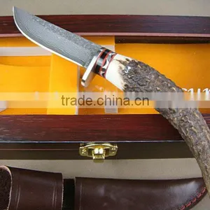OEM Damascus Blade Material Antlers Handle Collection Boutique Knife thumbnail-3