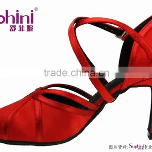 Suphini Red Satin Ladies Footwear China Ballroom Dance Shoes thumbnail-2
