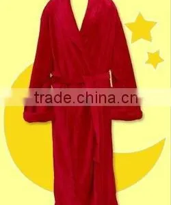 Adults 100% Cotton Unisex Terry Red Long Spa Bath Robes thumbnail-1