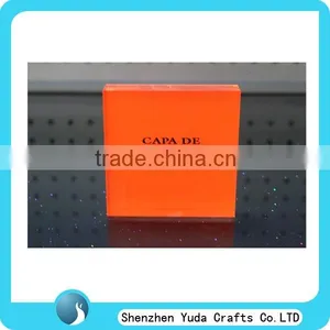 Neon Orange Plexiglass Acrylic Carving Block With Logo, Square Cutting Brand Logo Block thumbnail-1