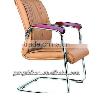 Chrome Fixed Chair Base With Wooden Armrest pu Leather Visitor Chair AH-154 thumbnail-6