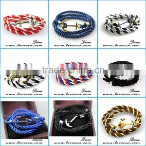 Fashion Jewelry Custom Navy Nautical Nylon Rope Anchor Bracelet Anchor Men Bracelet thumbnail-1