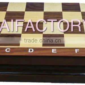 High Quality Modern Folding Walnut Inlaid or Silkscreen Wood Chess Set thumbnail-1