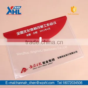 Useful Red Printed Clear File Bag With Snapper thumbnail-2
