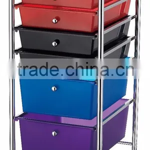 6 Rainbow Drawer Chrome Rolling Storage Organizer Cart 4 Wheels thumbnail-1