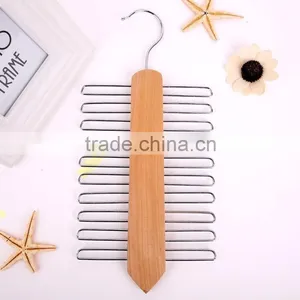 Hot Sell Top Quality Nonslip Necktie Belts Tie Hanger Rack Shawl Scarf Closet Wooden Holder Organizer CC001 thumbnail-1