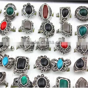America Style Alloy Colourful Artificial Stone Open Rings thumbnail-2